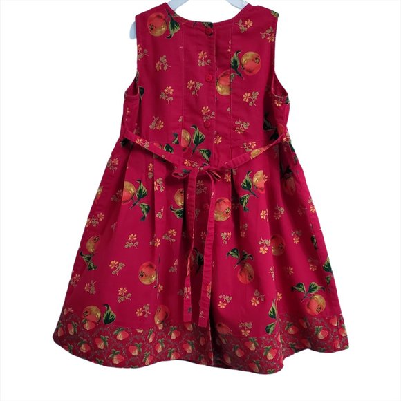 Cornelloki Baby Girl Vintage Dress Sz 2 Apple Pear Floral Sleeveless Cot… - Picture 2 of 11